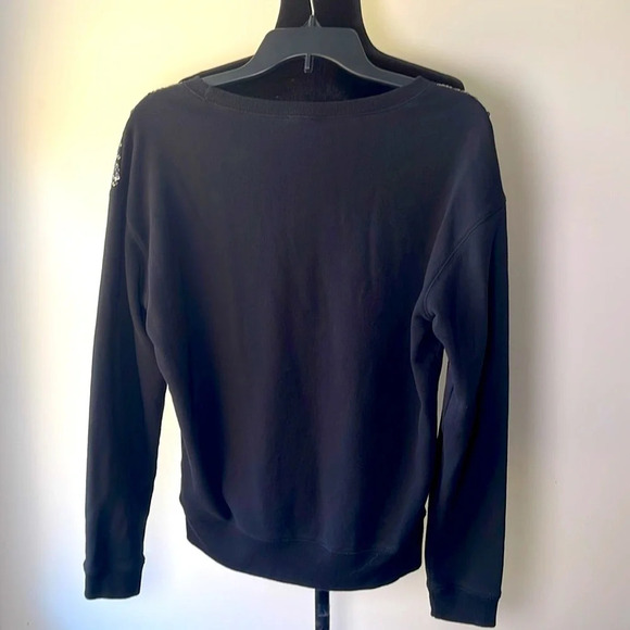 Express Sweater Black Sequin Beaded Long Sleeve Pullover Size Small - Picture 2 of 4